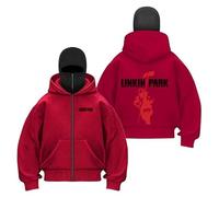 WZYRZ Warme, winddichte Kapuzenjacke für Herren für Linkin Park,Outdoor-Laufoberteile,Hoodie mit Reißverschluss,Langarm,Doppelkapuze,maskiertes,winddichtes Winterjacken-Sweatshirt,D-x_l