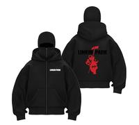 WZYRZ Warme, winddichte Kapuzenjacke für Herren für Linkin Park,Outdoor-Laufoberteile,Hoodie mit Reißverschluss,Langarm,Doppelkapuze,maskiertes,winddichtes Winterjacken-Sweatshirt,B-x_l