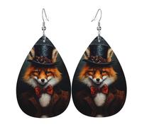 WZYWHJ Ein Frettchen in einem Zylinder Bild Damen Leder Ohrringe Einfacher Wassertropfen Anhänger Mode Urlaub Geschenk