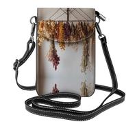 WZYWHJ Getrocknete Blumen auf Kleiderständer, bedrucktes Leder, Crossbody-Tasche, vielseitiges Geschenk für Frauen, Wandern, Camping, Einkaufen und Reisen