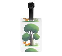 WZYWHJ Kleiner Fuchs hinter dem Baum bedruckter Gepäckanhänger mit abnehmbarer Handschlaufe, Reisehaken zur einfachen Identifizierung, leichte und personalisierbare Visitenkartengröße