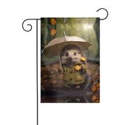 WZYWHJ Kleiner Igel mit Regenschirm, bedruckte Gartenflagge, 30,5 x 45,7 cm, für eine modische Outdoor-Umgebung