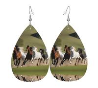 WZYWHJ Pferde im Galopp Bild Damen Leder Ohrringe Einfache Wassertropfen Anhänger Mode Urlaub Geschenk