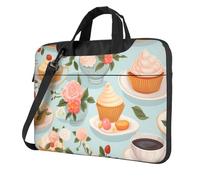WZYWHJ Sweet Afternoon Tea Bild, ultradünne, tragbare Laptoptasche, Computerzubehör, weich, stoßfest für Laptops, Schwarz , 14 inch