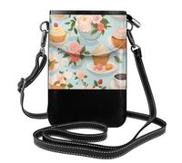 WZYWHJ Sweet Afternoon Tea Muster Damen Leder Handytasche Crossbody Paket mit verstellbarem Schultergurt