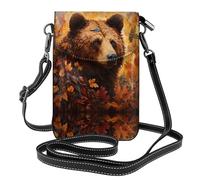 WZYWHJ Umhängetasche aus Leder mit braunem Bär im Herbst, vielseitiges Geschenk für Frauen, Wandern, Camping, Einkaufen und Reisen