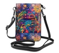 WZYWHJ Umhängetasche aus Leder mit buntem Feuerwerk-Muster, vielseitiges Geschenk für Damen, Wandern, Camping, Einkaufen und Reisen