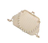 X-Institute Damen Abendtasche PU Schulter Umhängetasche Mit Abnehmbarem Riemen Für Hochzeit Party Abschlussball Perlenkette Clutches Geldbörsen Modische Handtasche Umhängetasche Schultertasche