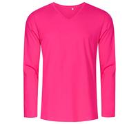 X.O by Promodoro - Men´s V-Neck T-Shirt Long Sleeve Bright Rose - Gr. - XS