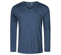 X.O by Promodoro - Men´s V-Neck T-Shirt Long Sleeve Heather Navy - Gr. - M