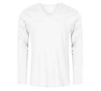 X.O by Promodoro - Men´s V-Neck T-Shirt Long Sleeve White - Gr. - S