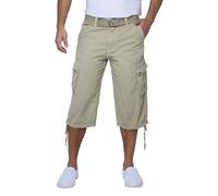 X RAY Men's Belted Tactical Cargo Long Shorts 18" Inseam Below Knee Length Multi Pocket 3/4 Capri Pants Stone Size 32