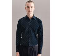 Businesshemd SEIDENSTICKER "X-Slim", Herren, Gr. XS (36), normale Ärmellängen, blau (dunkelblau), 100% Baumwolle, bedruckt, skinny fit, 2-Knopf-Manschette, Hemden, X-Slim 1/1 Kentkragen Druck (2365442