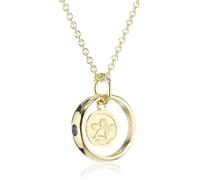 Xaana Kinder und Jugendliche Halskette Taufring mit Schutzengel 8 Karat (333) Gelbgold Saphir blau + 925 Silber Kette vergoldet 36-38 cm AMZ0193