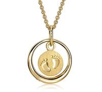 Xaana Taufkette Taufring mit Zirkonia und Babyfußabdruck-Einhänger aus 333er Gelbgold incl. vergoldeter Silberkette 36/38cm AMZ0486