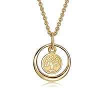 Xaana Taufkette Taufring mit Zirkonia und Lebensbaum/Baum des Lebens -Einhänger aus 333er Gelbgold inkl. vergoldeter Silberkette 36/38cm AMZ0484