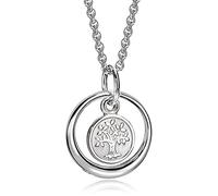 Xaana Taufkette Taufring mit Zirkonia und Lebensbaum/Baum des Lebens -Einhänger inkl. Kette 36/38 cm 925er Sterlingsilber rhodiniert AMZ0492