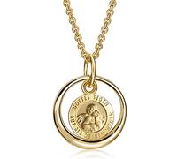 Xaana Taufkette Taufring mit Zirkonia und Schutzengel-Einhänger Gottes Segen auf all deinen Wegen aus 333er Gelbgold inkl. vergoldeter Silberkette 36/38cm AMZ0572
