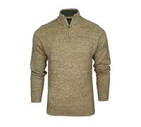 Xact Herren 1/4-Zipper Strickpullover mit farbigem Verdrehung Muster, Normale Passform (Ecru Grey Twist) XL