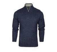 Xact Herren 1/4-Zipper Strickpullover mit farbigem Verdrehung Muster, Normale Passform (Navy Twist) M
