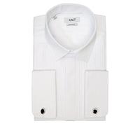 Xact Herren Formales Smokinghemd, Doppelmanschette - Manschettenknöpfe inklusive (White - Standard Collar - Pleated Fly Front) 38