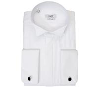 Xact Herren Formales Smokinghemd, Doppelmanschette - Manschettenknöpfe inklusive (White - Wing Collar - Pleated Fly Front) 49