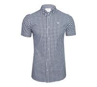 Xact Herren Kurzarmhemd mit Gingham-Karomuster aus Baumwolle (Baritone Blue) XL