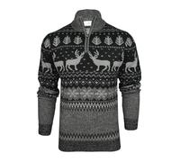 Xact Herren Nordic Fairisle 1/4-Zip Weihnachtspullover (Black/Grey) XL