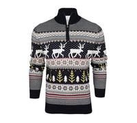 Xact Herren Nordic Fairisle 1/4-Zip Weihnachtspullover (Navy Mix) XL