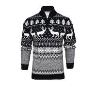 Xact Herren Nordic Fairisle 1/4-Zip Weihnachtspullover (Navy) XXL