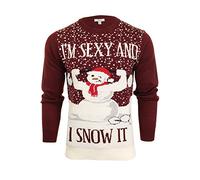 Xact Herren Novelty Lustiger Weihnachts/Xmas Pullover - Sexy & I Snow It (Burgundy) L