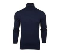 Xact Herren Rollkragenpullover, 100% Baumwolle, Langarm Feinstrick Pulli mit Rollkragen, Slim Fit Strickpullover, Weich Bequem Atmungsaktiv, Klassisches Design für Herbst und Winter (Navy) L