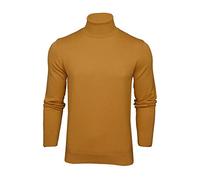 Xact Herren Rollkragenpullover, 100% Baumwolle, Langarm Feinstrick Pulli mit Rollkragen, Slim Fit Strickpullover, Weich Bequem Atmungsaktiv, Klassisches Design für Herbst und Winter (Mustard) L