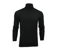 Xact Herren Rollkragenpullover, 100% Baumwolle, Langarm Feinstrick Pulli mit Rollkragen, Slim Fit Strickpullover, Weich Bequem Atmungsaktiv, Klassisches Design für Herbst und Winter (Black) L