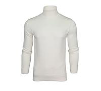 Xact Herren Rollkragenpullover, 100% Baumwolle, Langarm Feinstrick Pulli mit Rollkragen, Slim Fit Strickpullover, Weich Bequem Atmungsaktiv, Klassisches Design für Herbst und Winter (Winter White) XXL