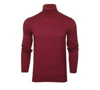 Xact Herren Rollkragenpullover, 100% Baumwolle, Langarm Feinstrick Pulli mit Rollkragen, Slim Fit Strickpullover, Weich Bequem Atmungsaktiv, Klassisches Design für Herbst und Winter (Burgundy) XL