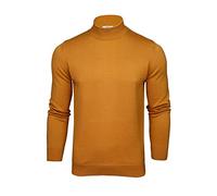 Xact Herren Rollkragenpullover Baumwolle Feinstrick Regular Fit Baumwoll Pullover Herren Langarm Strickpullover (Mustard) L