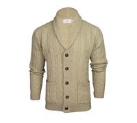Xact Herren Strickjacke mit Zopfmuster und Schalkragen - Cardigan mit Knopfleiste, Regular Fit, warm & vielseitig (Natural Twist) L