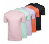 Xact Herren T Shirt 5er Pack - 100% Baumwolle, Basic Kurzarm Rundhals, Regular Fit, Multipack (5-Pack - Navy/Orange/Lilac/Aqua/Pink) L