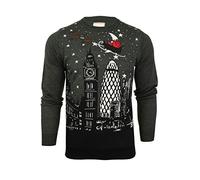Xact Herren Weihnachtspullover, Londoner Skyline, Rundhalsausschnitt (London - Grey) L
