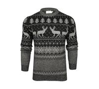 Xact Herren Weihnachtspullover mit nordischem Fairisle-Muster und Rundhalsausschnitt (Black/Grey) XXXL