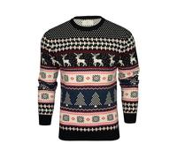 Xact Herren Weihnachtspullover mit traditionellem Rentier-Hirschmuster (Fairisle - Ink) L