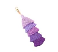 XAGMODSHN Bunte mehrlagige Quasten, Schlüsselanhänger, Taschenanhänger, Handtaschen-Anhänger, Auto-Schlüsselanhänger für Damen, Rucksack, Zubehör, bunte Quasten, violett