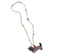XAGMODSHN Geflochtene Kordel-Halskette, verspielter Dackel-Charm, bunte Harzperlen, Akzent-Winter-Accessoire für Frauen, Cartoon-Dackel-Anhänger-Halskette