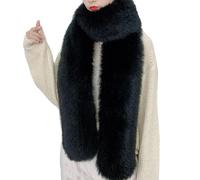 XAGMODSHN Luxuriöser Kunstfell-Schal, Kragen, langes Halstuch, Schal für Damen, Winter, Wärme, Abendparty, flauschige Stolen, Kunstpelze, Schwarz , Einheitsgröße