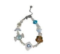 XAGMODSHN Verspieltes mehrfarbiges Wolkenperlen Armband, Blumen Herz Design, verstellbares Armband Zubehör für Teenager und Erwachsene, lebendiges Regenbogen Wolken förmiges Perlenarmband