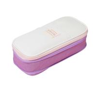 XANHOY Federmäppchen mit großem Fassungsvermögen, Segeltuch, Federmäppchen mit Reißverschluss, ausziehbare Schreibwaren-Tasche, Stifttasche für Schüler und Schule, Lila Beige, 22*11*6.5 cm