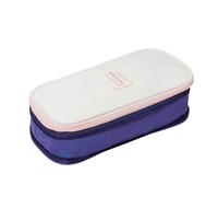 XANHOY Federmäppchen mit großem Fassungsvermögen, Segeltuch, Federmäppchen mit Reißverschluss, ausziehbare Schreibwaren-Tasche, Stifttasche für Schüler und Schule, Marineblau, Beige, 22*11*6.5 cm