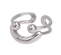 Xanorrg Metal Smile Ringbarer Für Männer Frauen Hochzeit Fingle Accessoires Vintage Silber Farbe Offene Ringe Schmuck Lächeln Verstellbar Jugendliche Mädchen Silber Offen