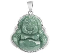 XAoSCd Halskette Mit Buddha-Anhänger Aus Grüner Jade Für Männer Und Frauen, S925Er Silber, Natürlicher Jadeit, Schmuck Mit Zertifikat (Jade-Anhänger)